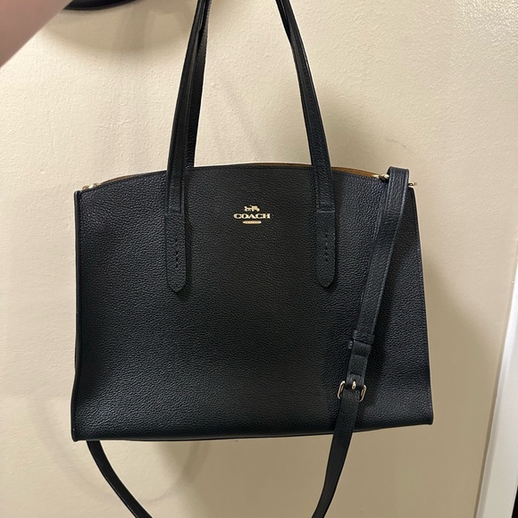 Coach Black Leather Charlie Carryall Tote Bag - Picture 1 of 4